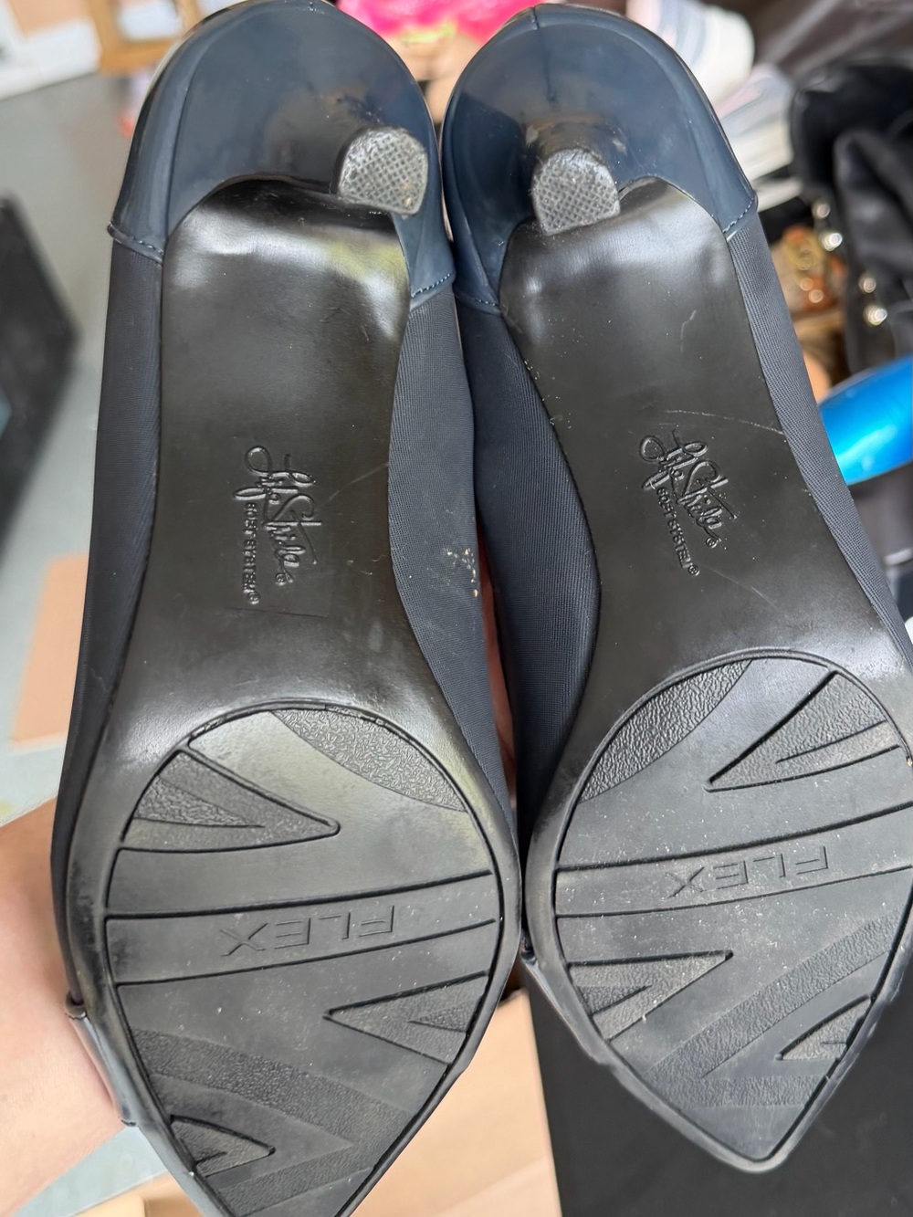 Life Stride Women's Pointed Toe Navy heels with Buckle - Picture 3 of 5
